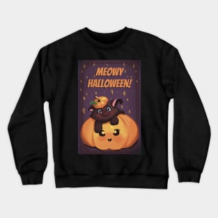 Cute little pumpkin with a kitten postcard Crewneck Sweatshirt